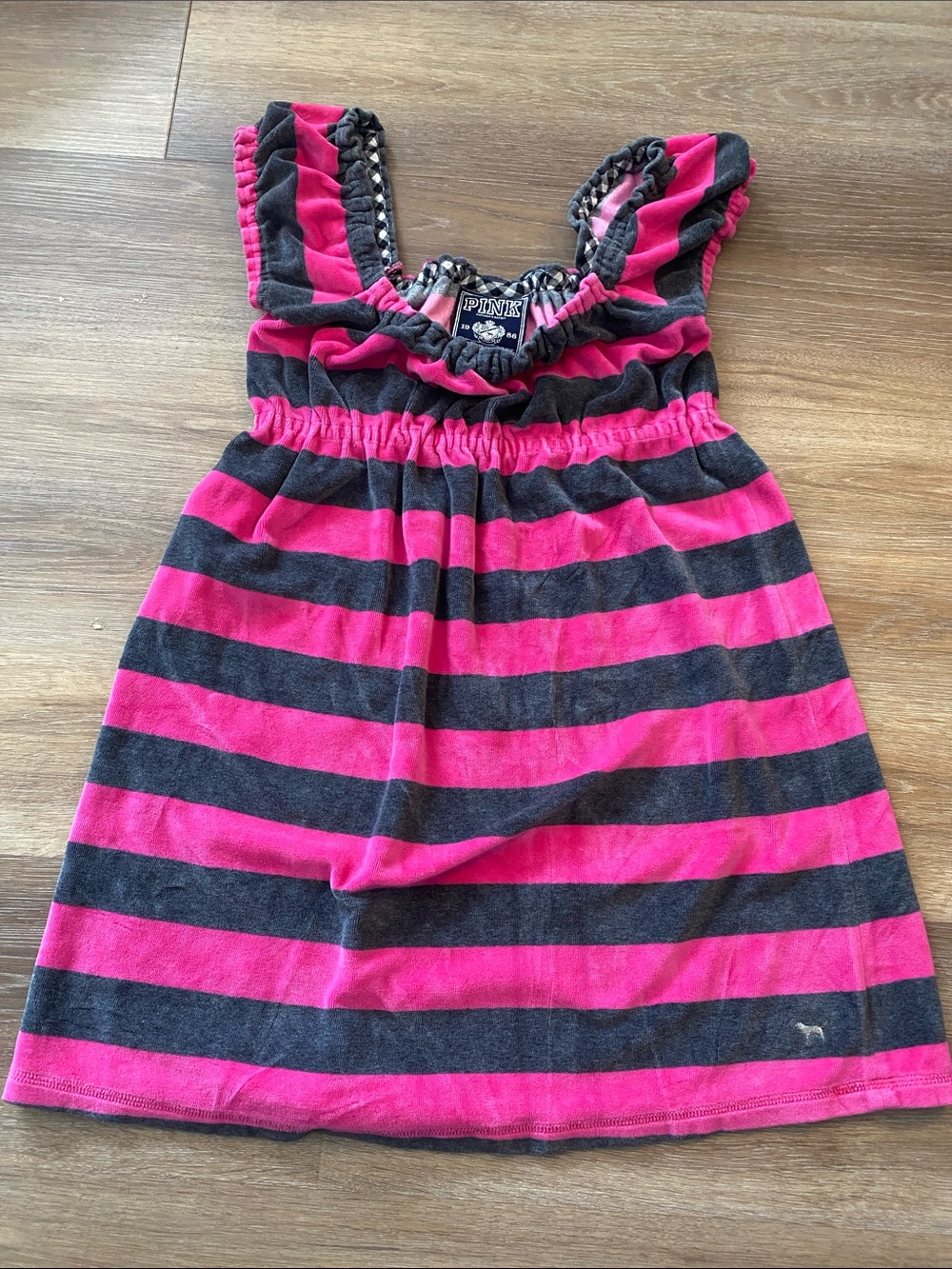 PINK Victoria's Secret Women Pink and Charcoal Stripe Sleeping Cute and Comfy